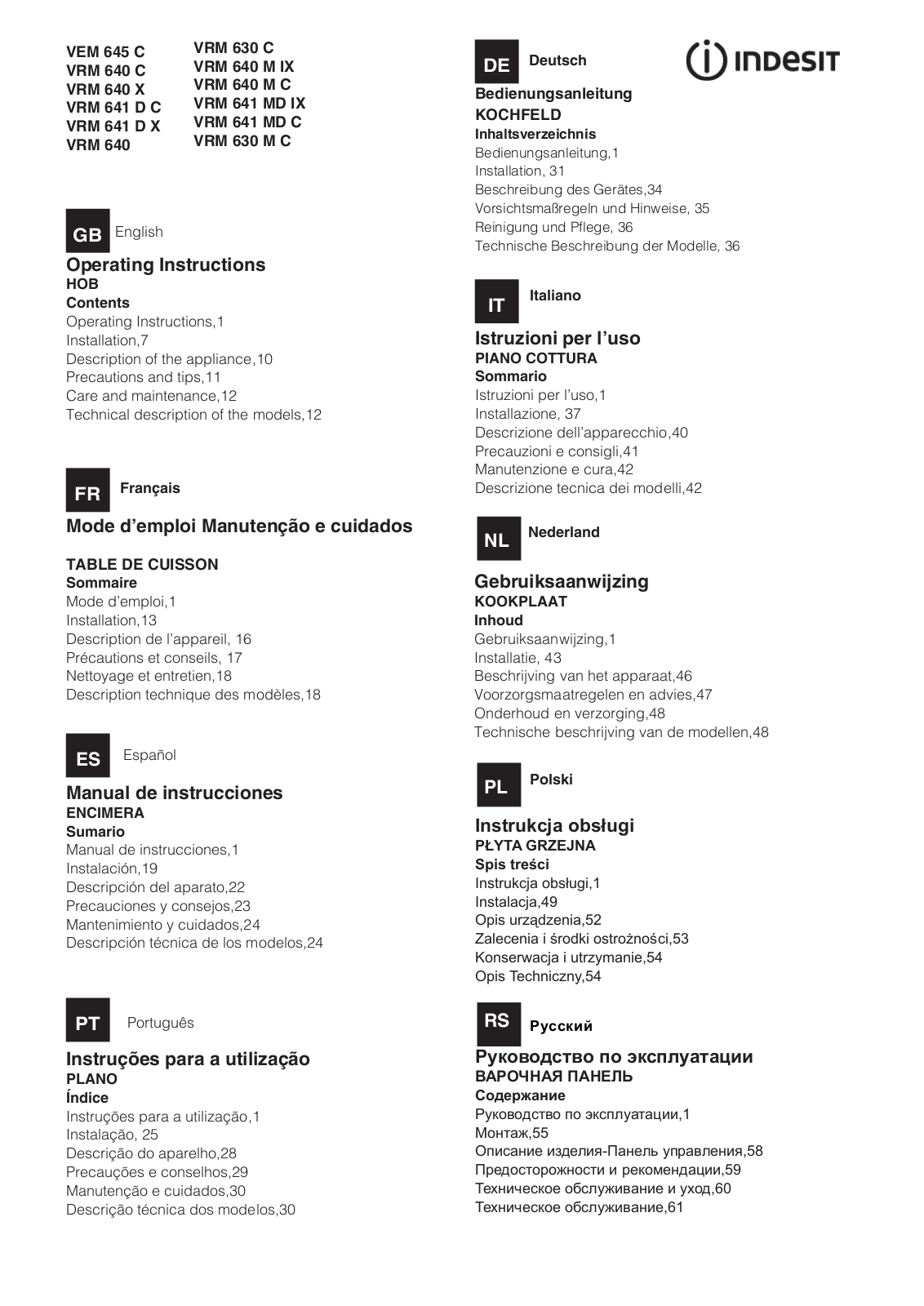 Indesit VRM-640-M-IX User Manual