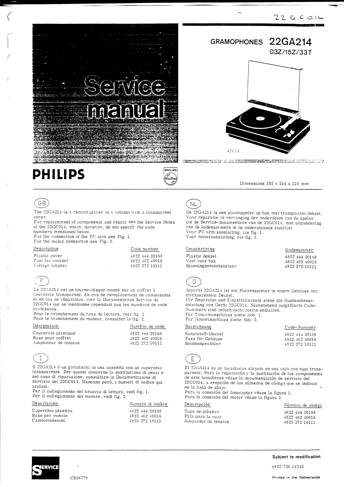 Philips GA-214 Service manual