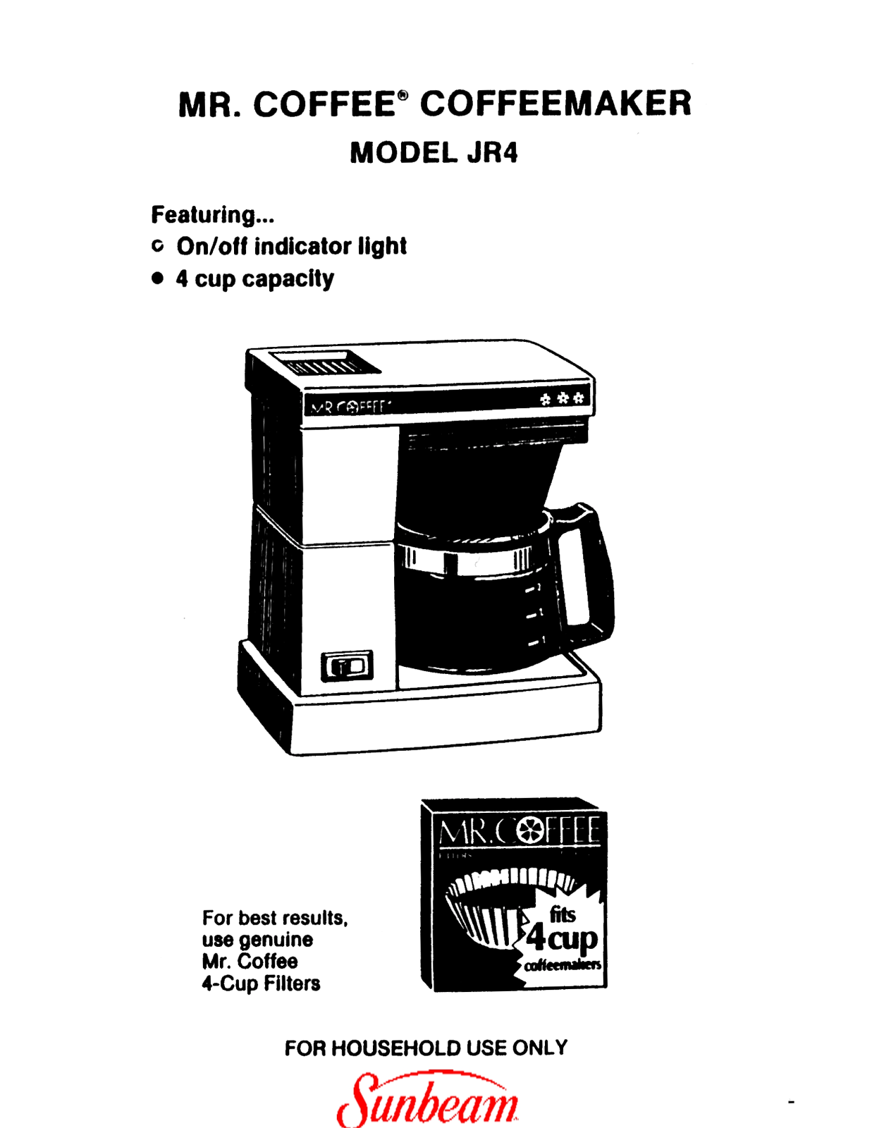 Mr coffee JR4 User Manual