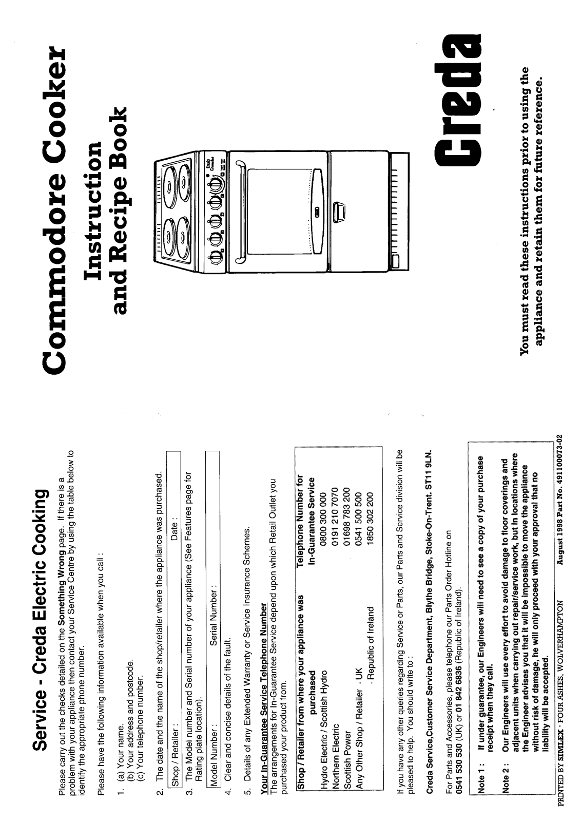 Creda HB49119 User Manual