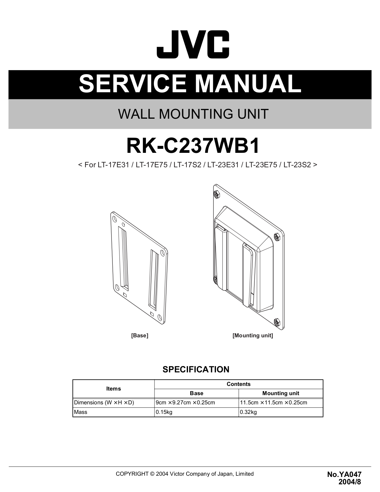 JVC RK-C237WB1 Service Manual