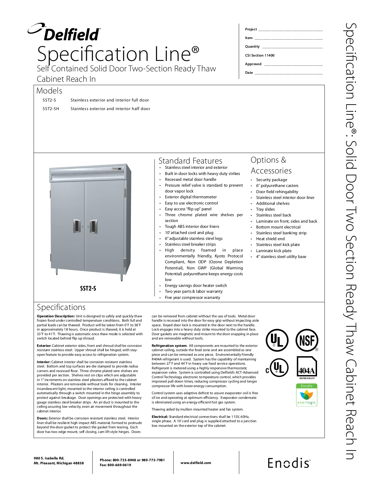 Delfield SST2-SH User Manual