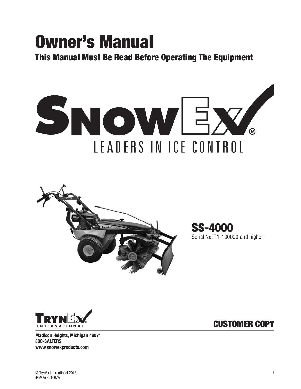 SnowEx SS-4000 User Manual