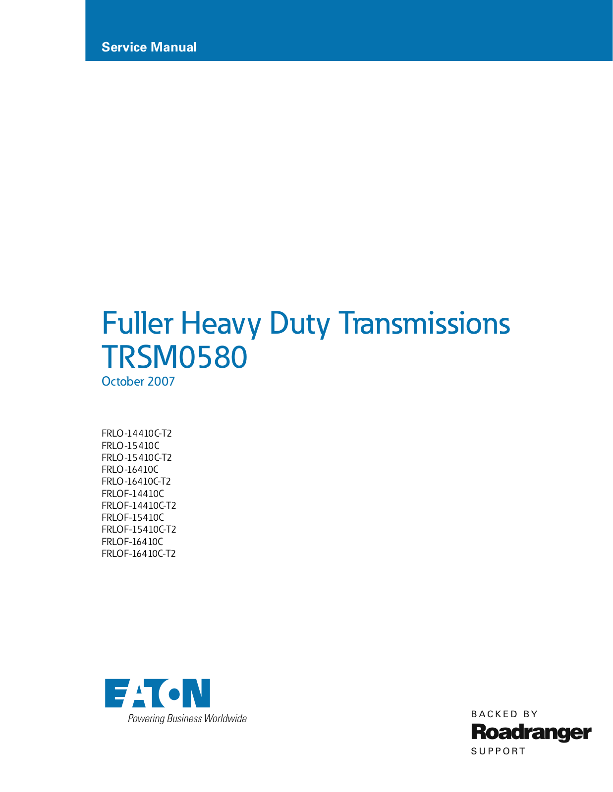 Eaton Transmission FRLO-16410C-T2 Service Manual