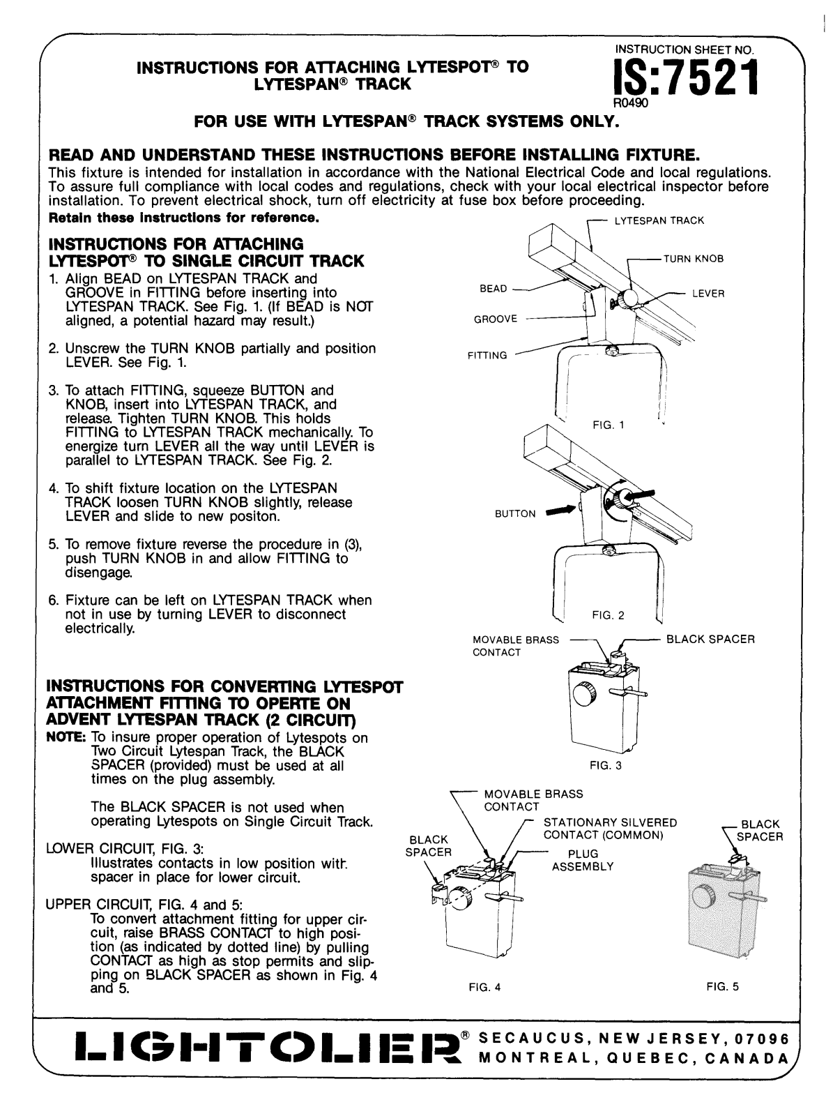 Lightolier 7521 User Manual - ManualMachine.com