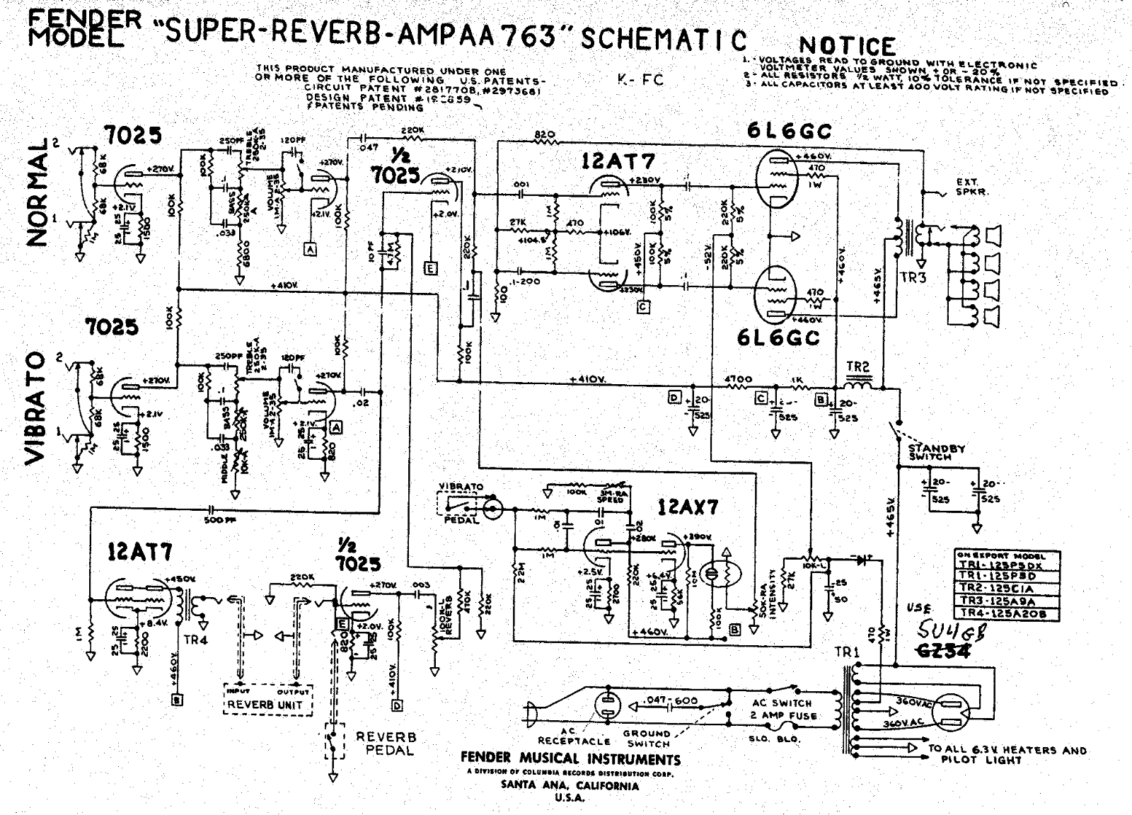 Fender Super-AA763 Schematic