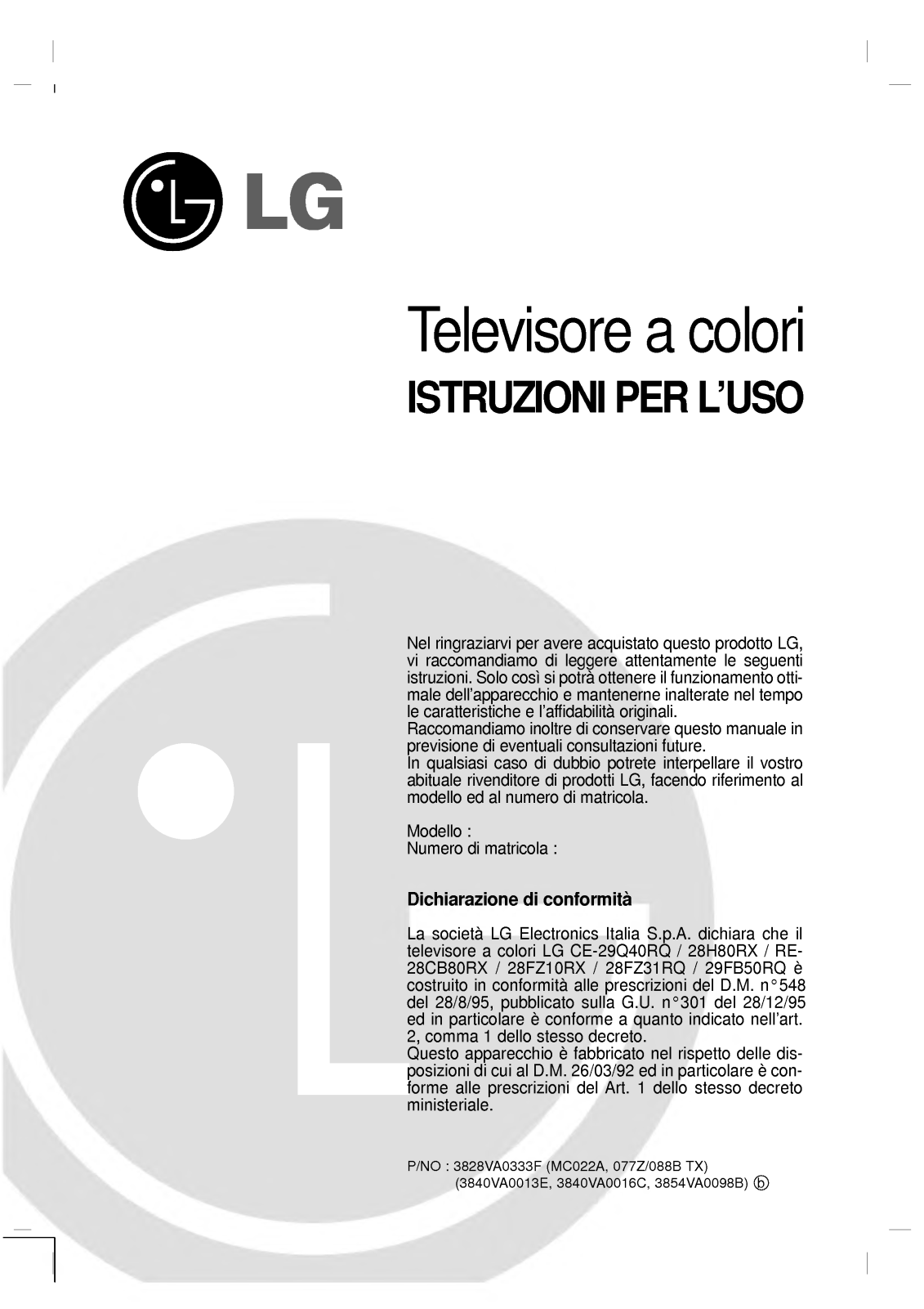 Lg RE-28FZ10RX User Manual