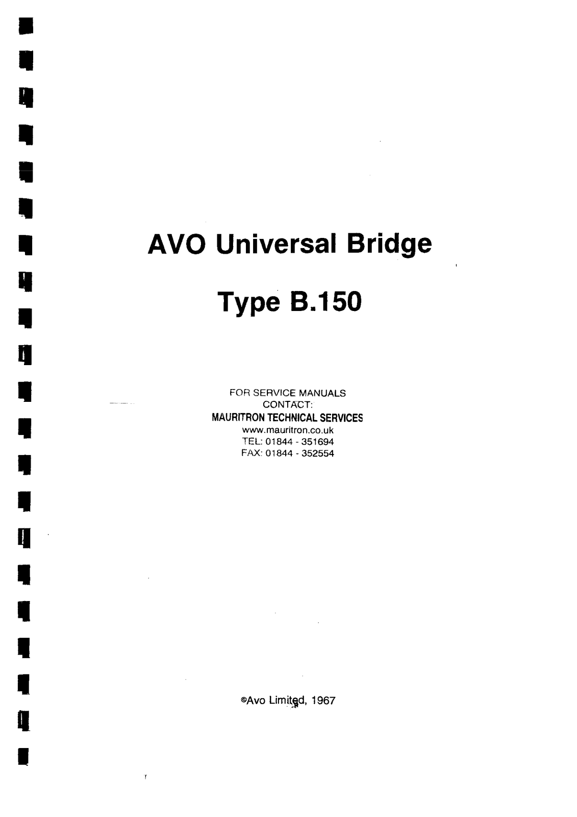 Avo b150 Service Manual