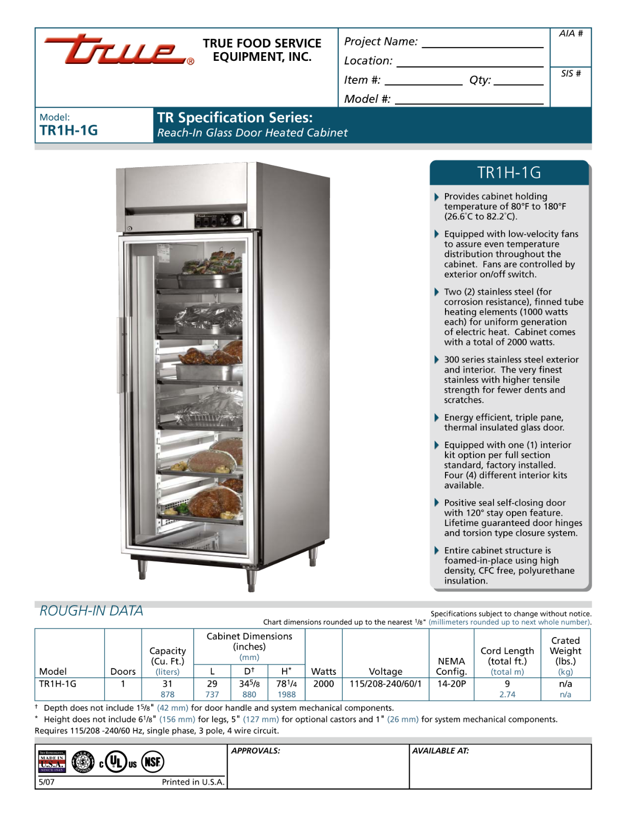 True TR1H-1G User Manual