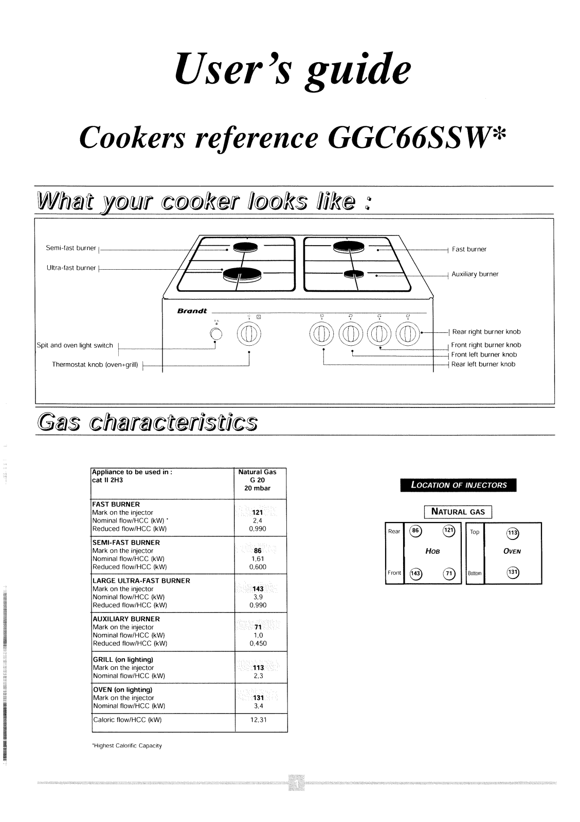 BRANDT GGC66SSW User Manual