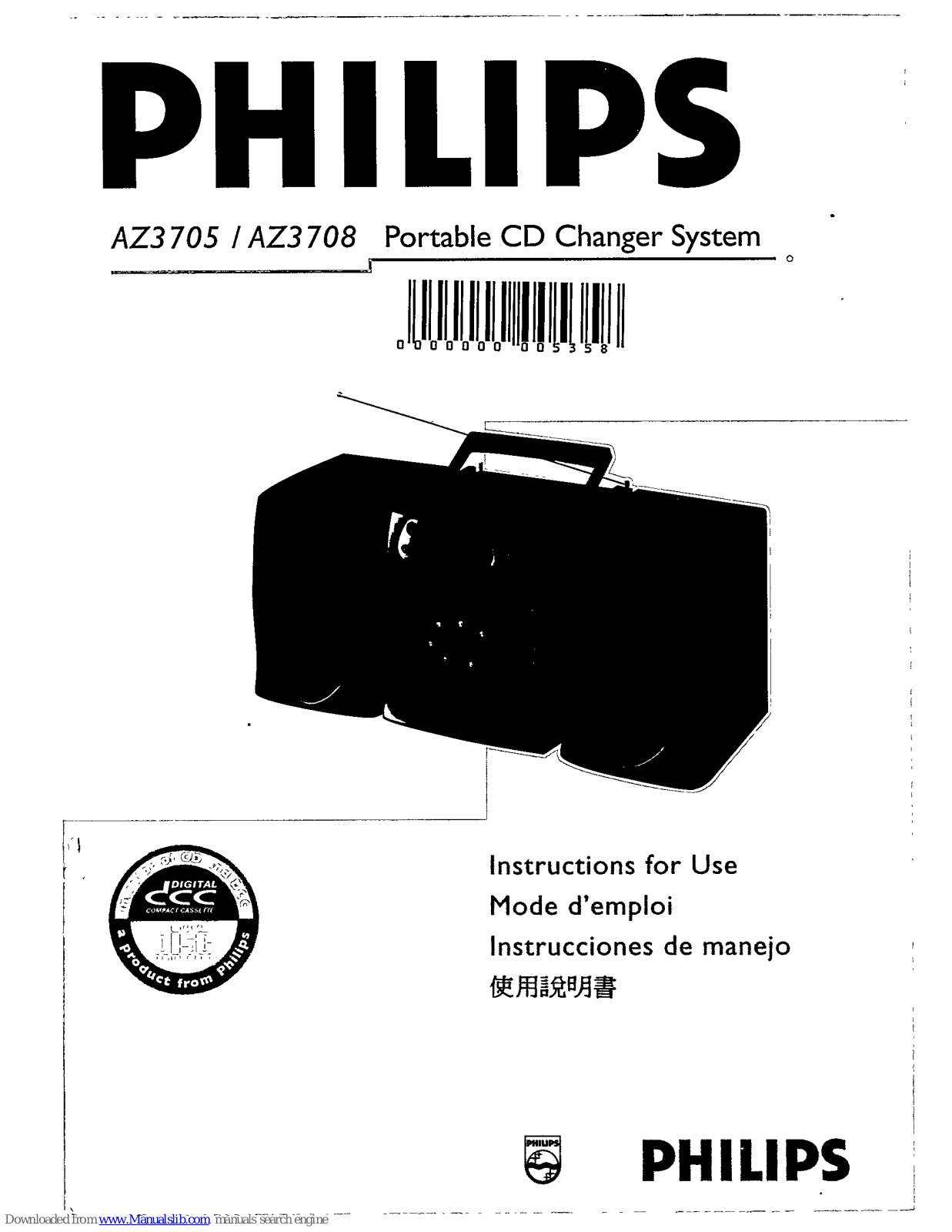 Philips AZ3705, AZ3708 Instructions For Use Manual