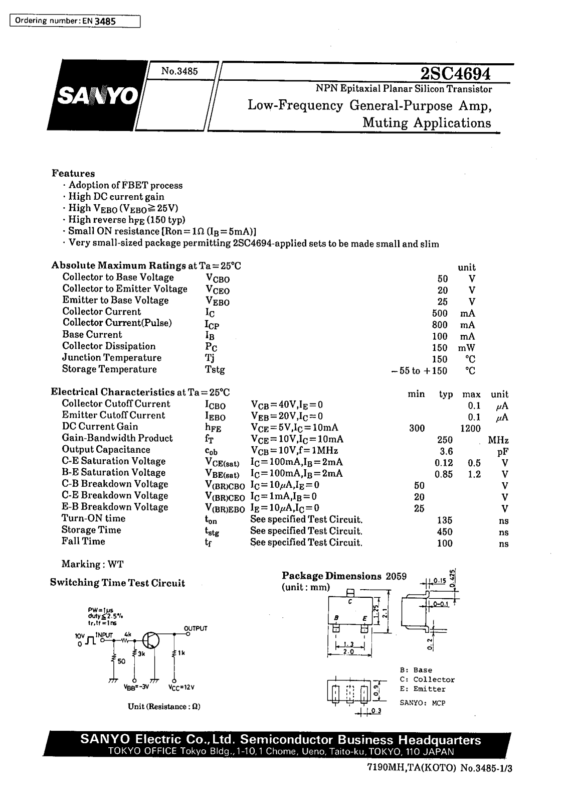 SANYO 2SC4694 Datasheet