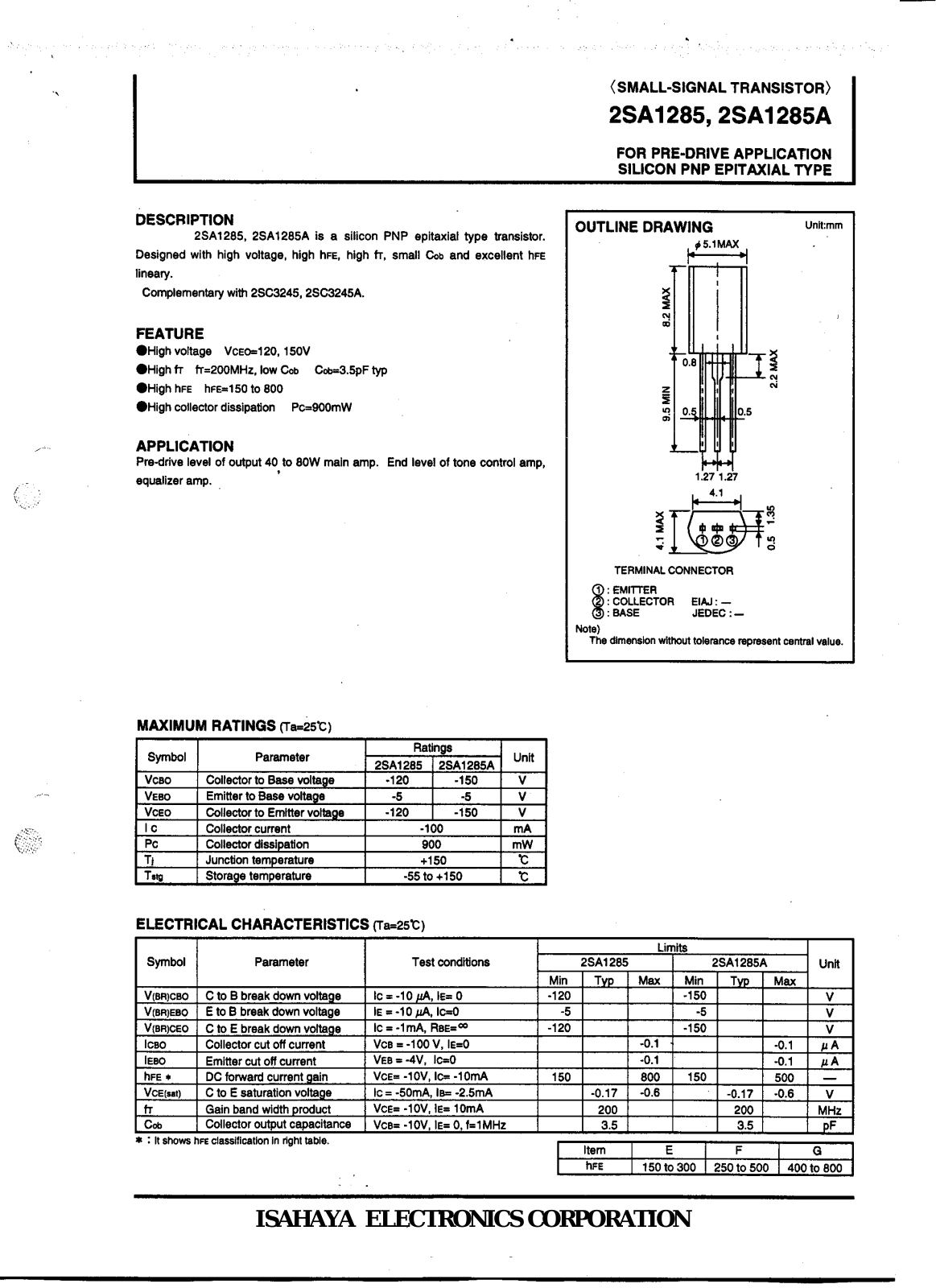 Datasheet 2sa1285 Datasheet - ManualMachine.com