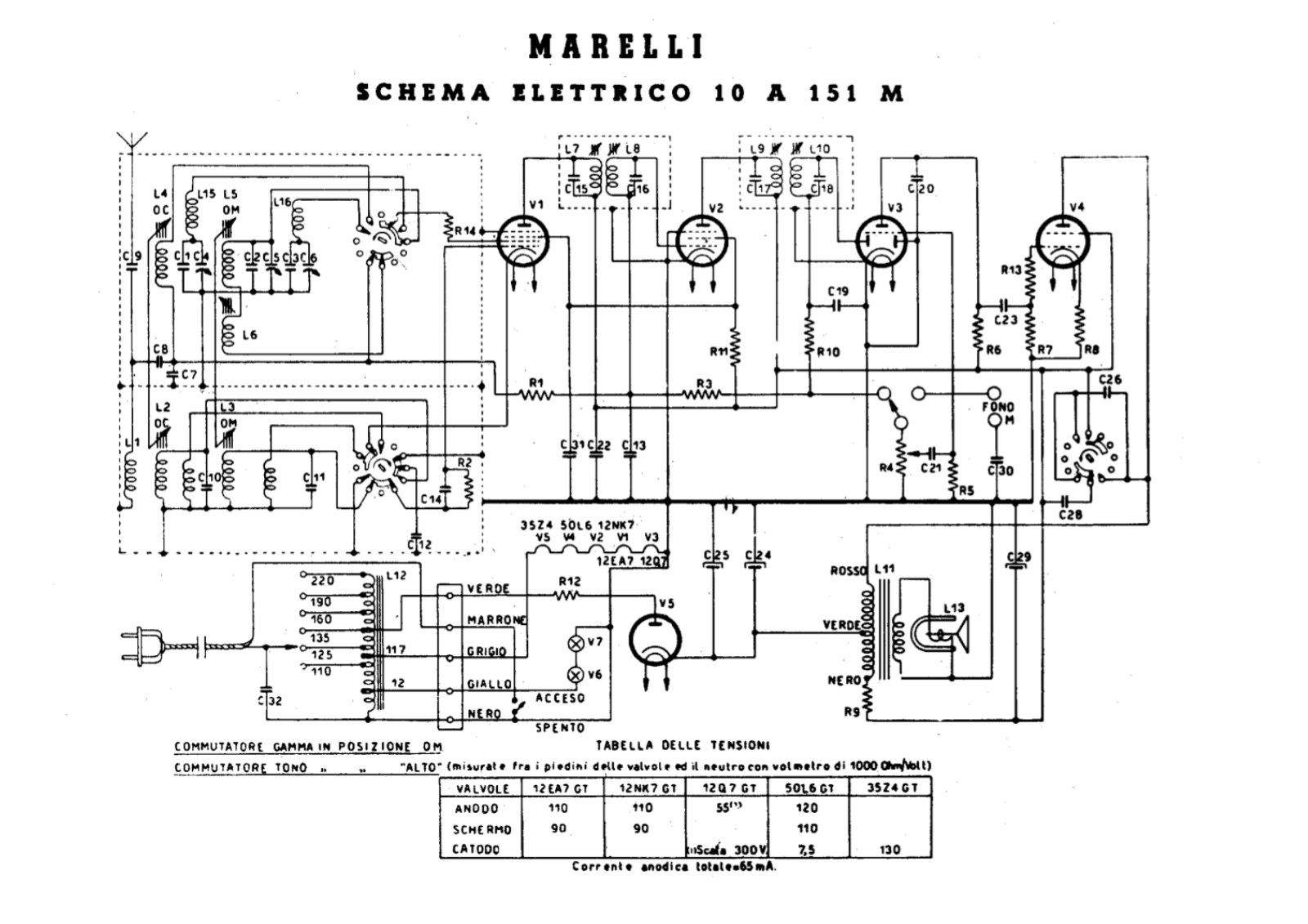 Radiomarelli 10a151m schematic