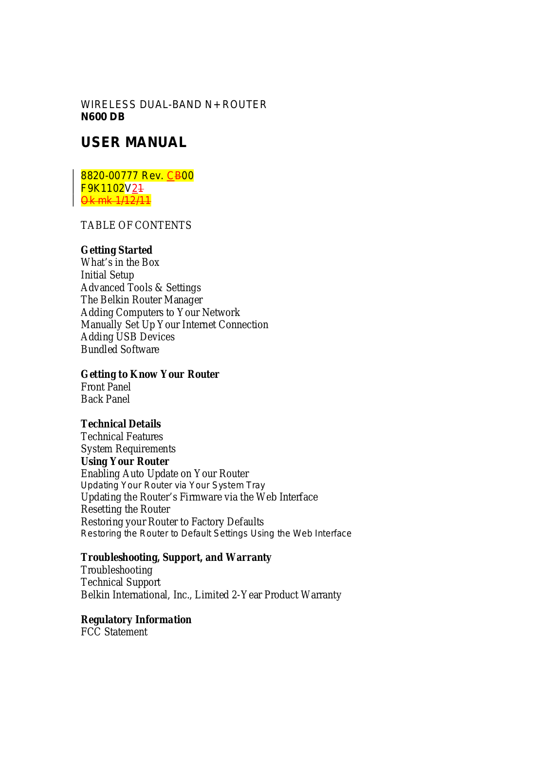 Belkin F9K1102V2 User Manual