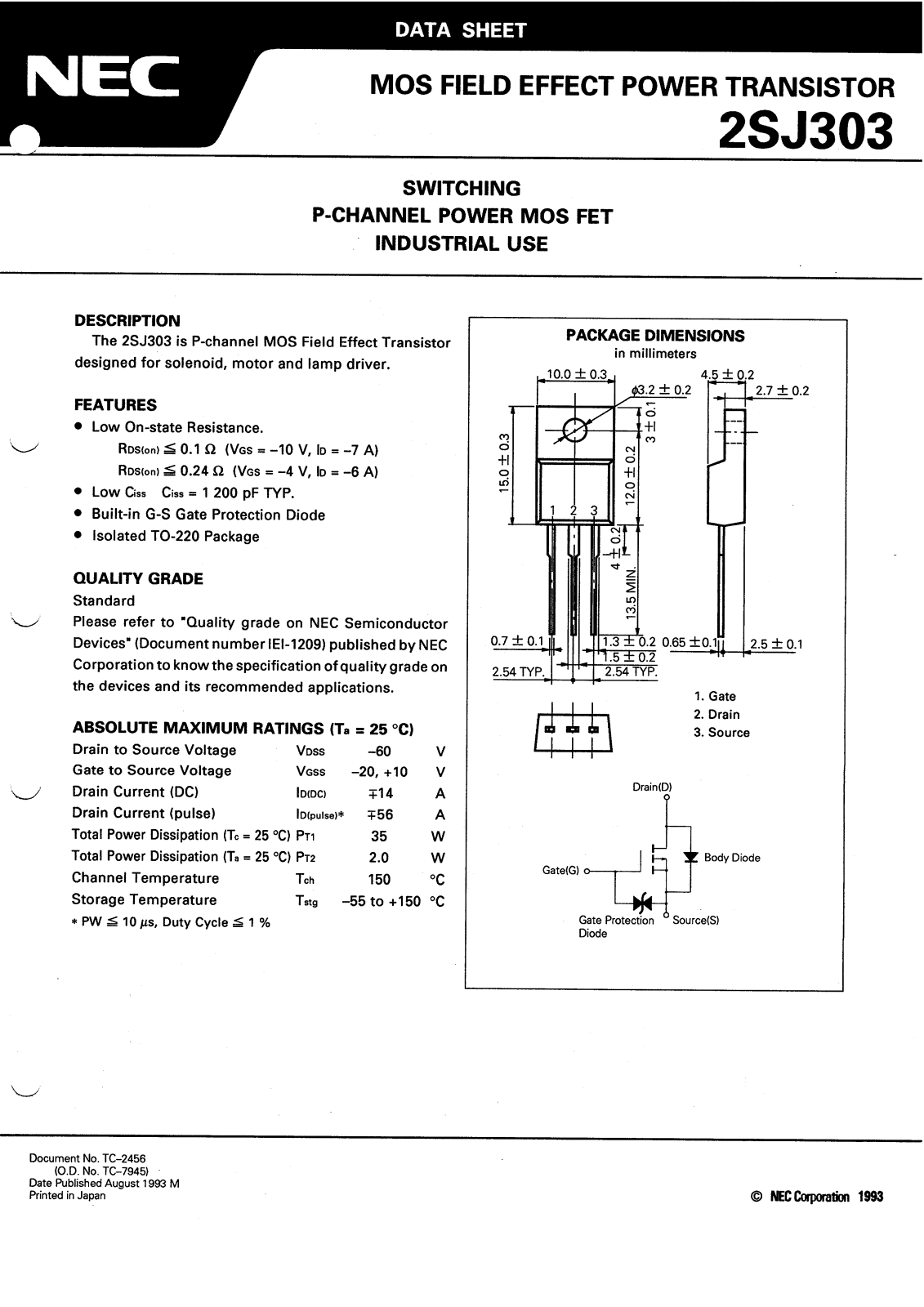 NEC 2SJ303 Datasheet