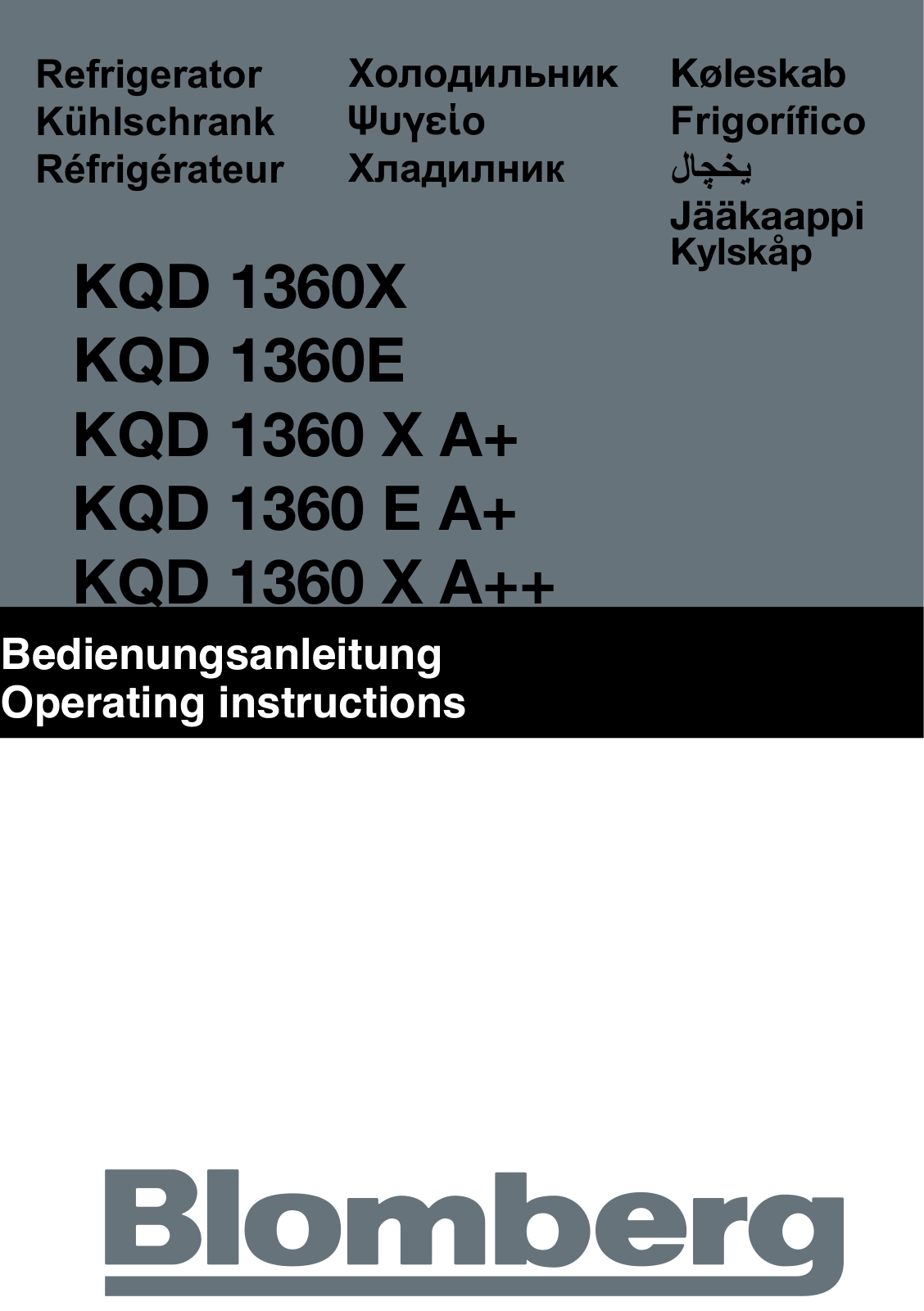 Blomberg KQD 1360X, KQD 1360X A++, KQD 1360E A+, KQD 1360E User Manual