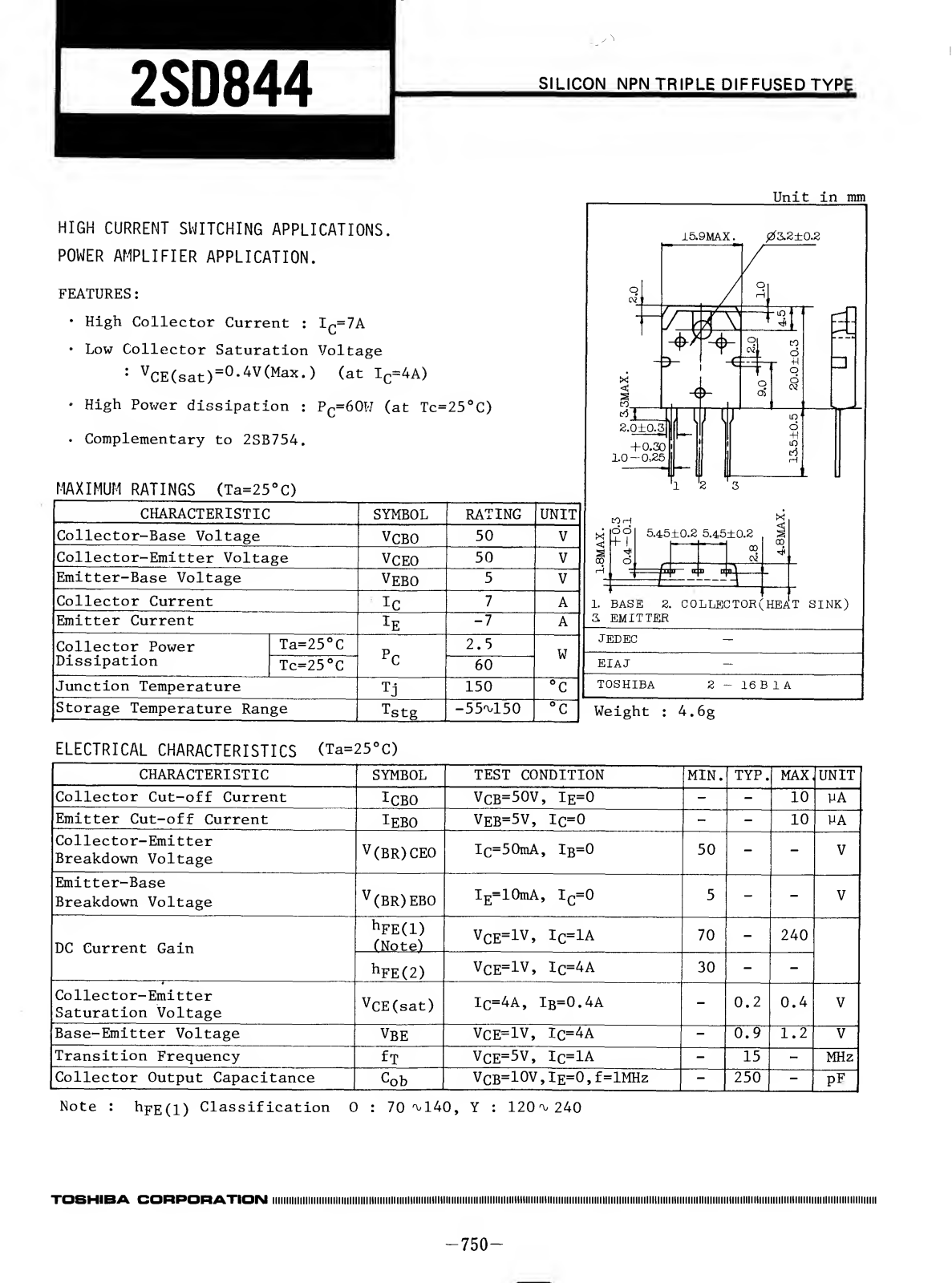 Datasheet 2SD844 Specification - ManualMachine.com