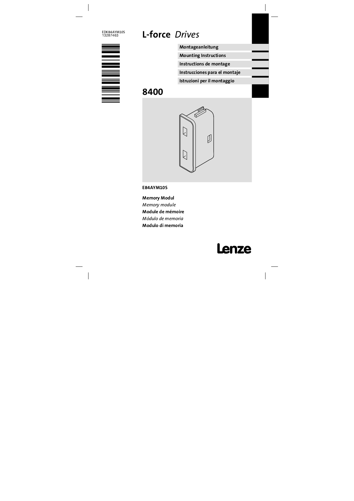 Lenze E84AYM10S User Manual