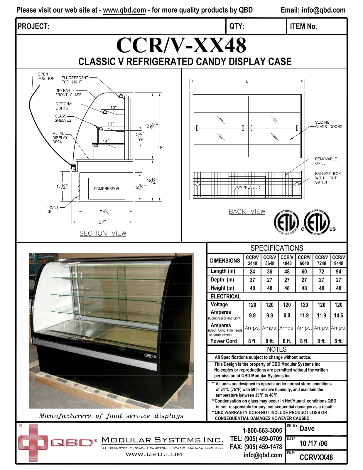 QBD CCR-V-XX48 User Manual