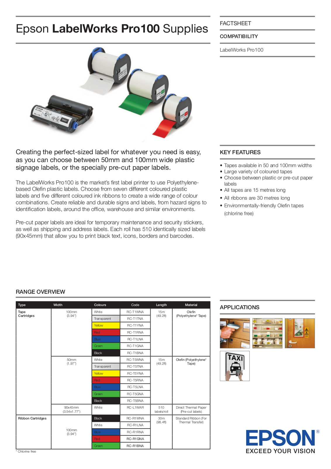 Epson C53S634006, C53S634005, C53S635001, C53S634007, C53S635002 Product Data Sheet