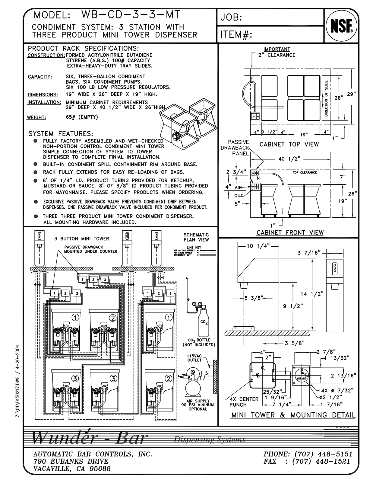 Wunder Bar WB-CD-3-3-MT User Manual