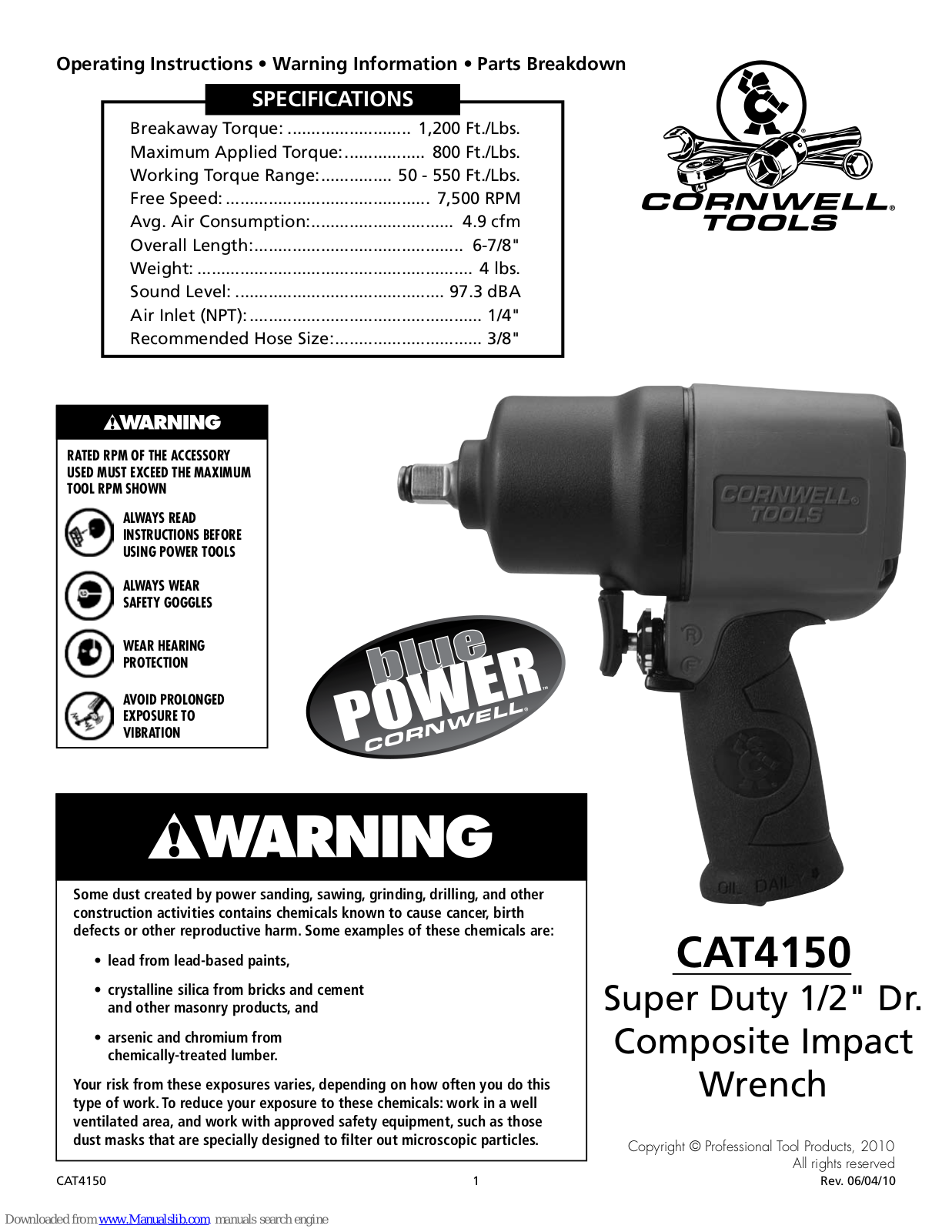 Cornwell Tools CAT4150 Operating Instructions Manual - ManualMachine.com
