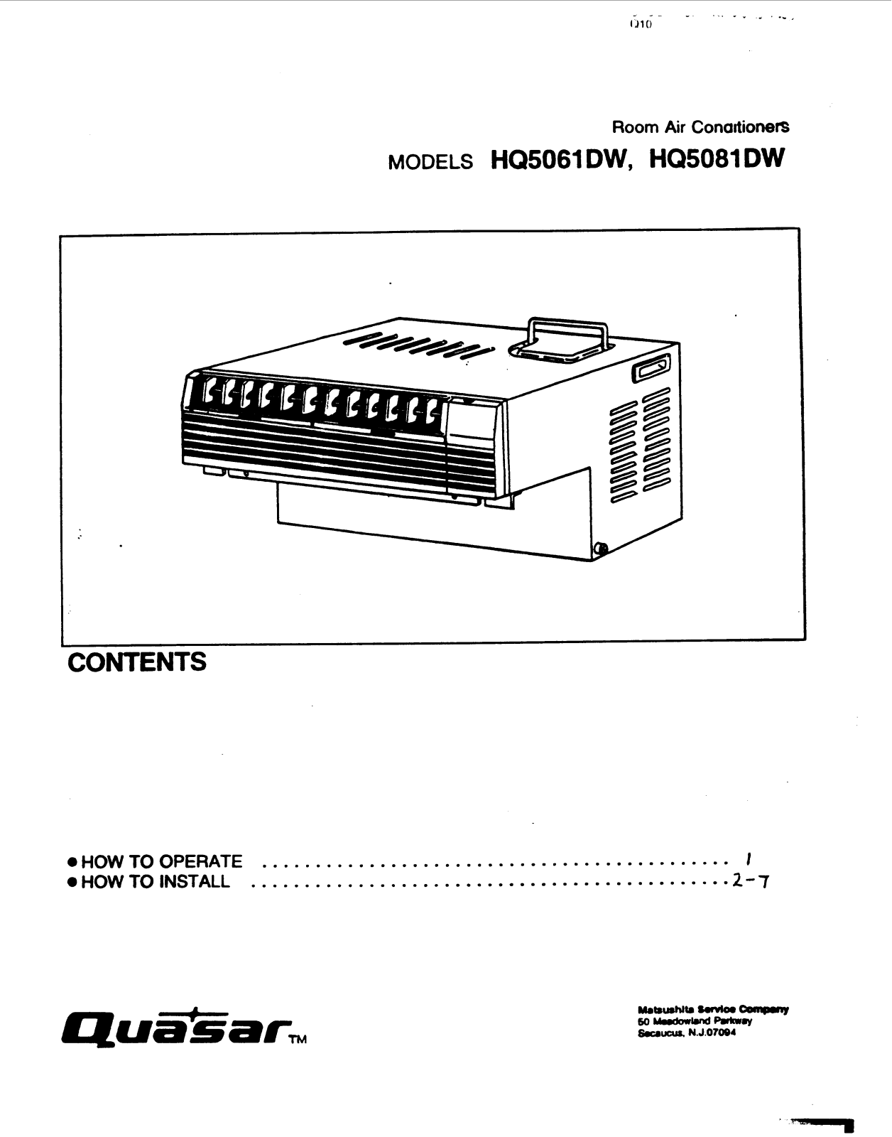 Panasonic hq-5061dw Operation Manual