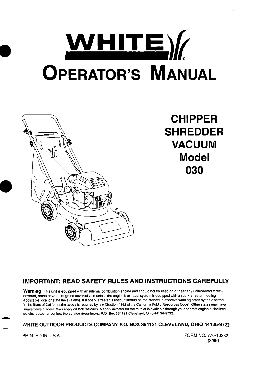 White Outdoor 30 User Manual