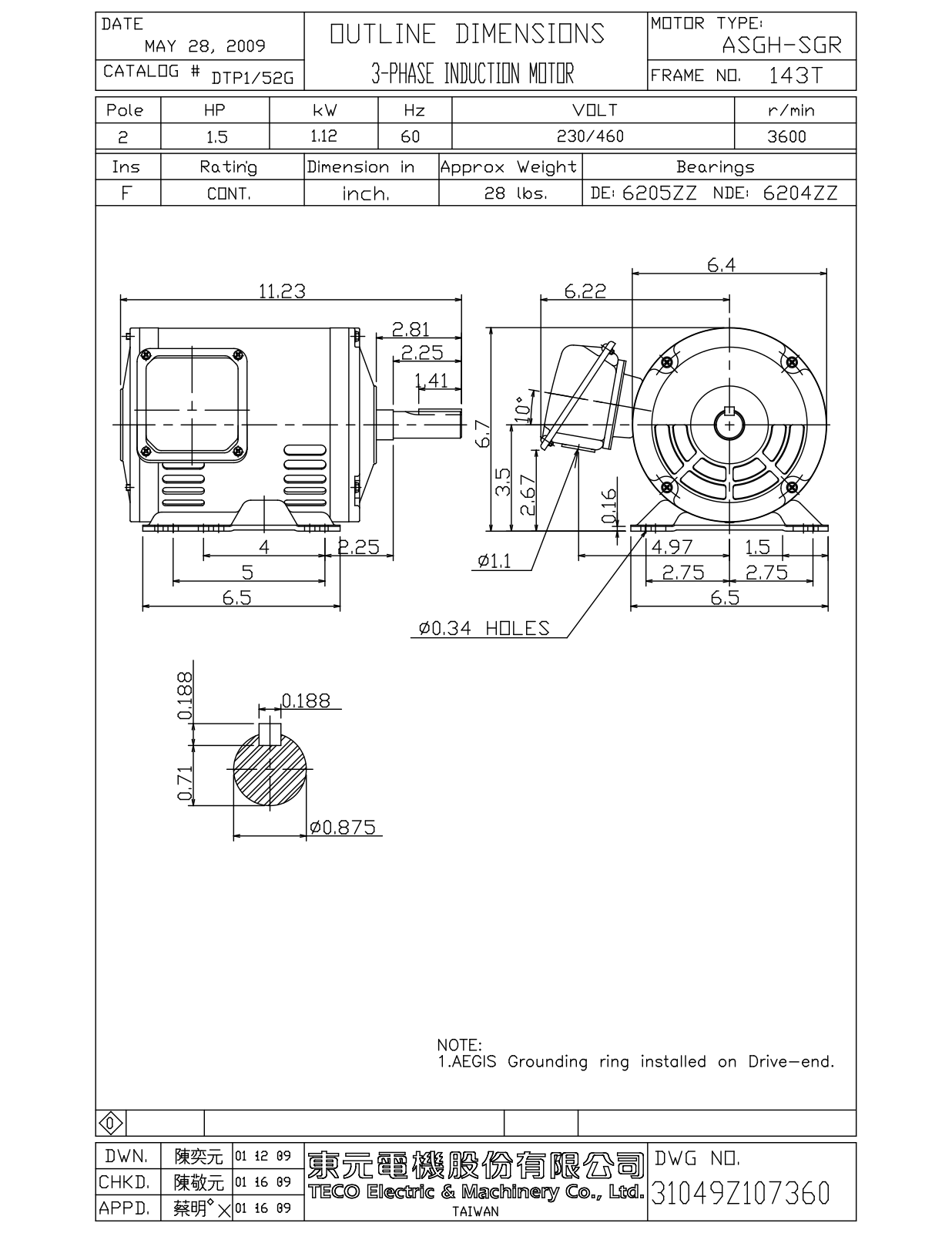 Teco DTP1/52G Reference Drawing