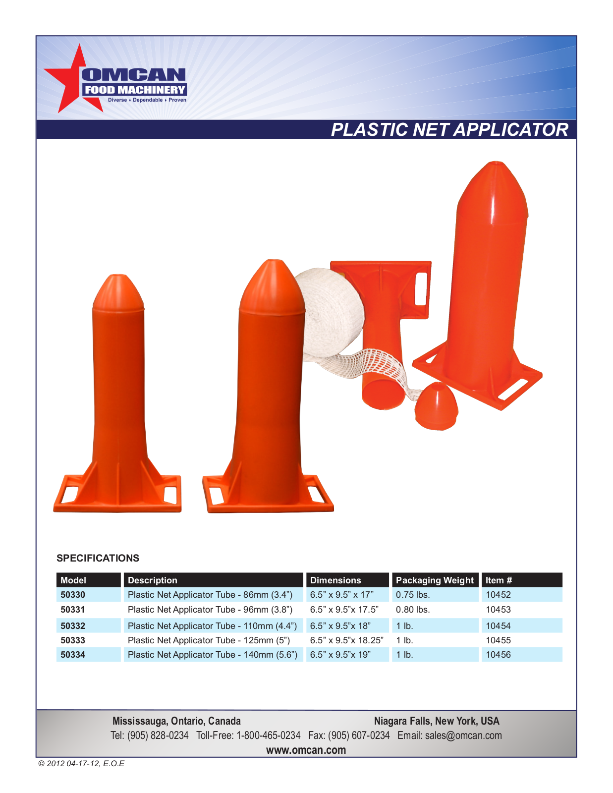 Omcan Food Machinery 50330 User Manual