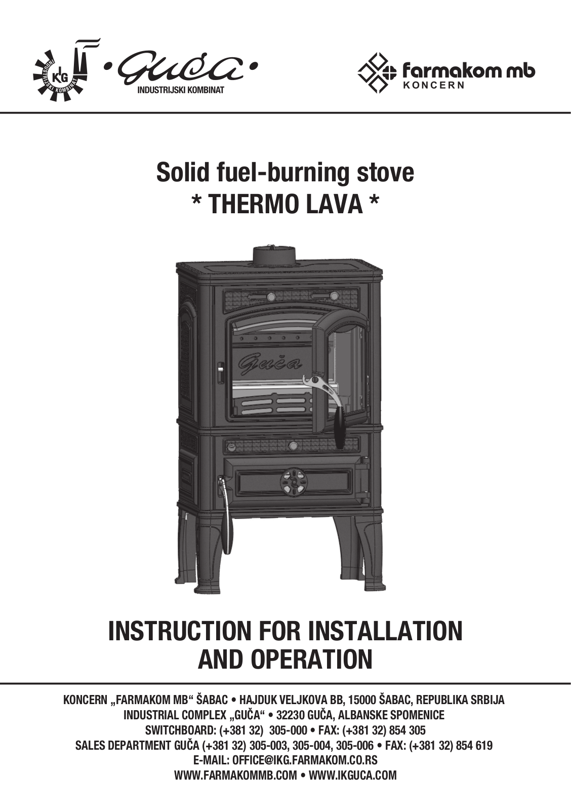 Guca THERMO LAVA Instructions For Installation And Operation Manual