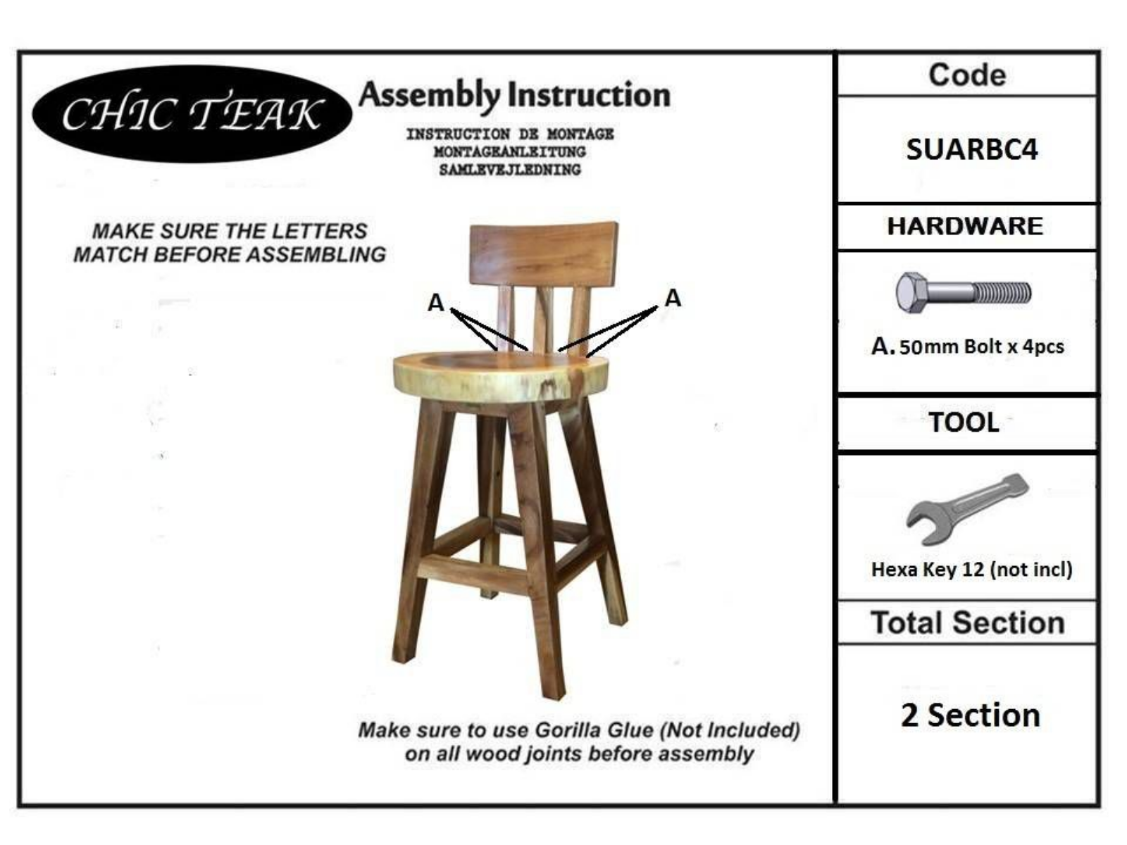 Chic Teak CCTK1386 Installation & Assembly - ManualMachine.com