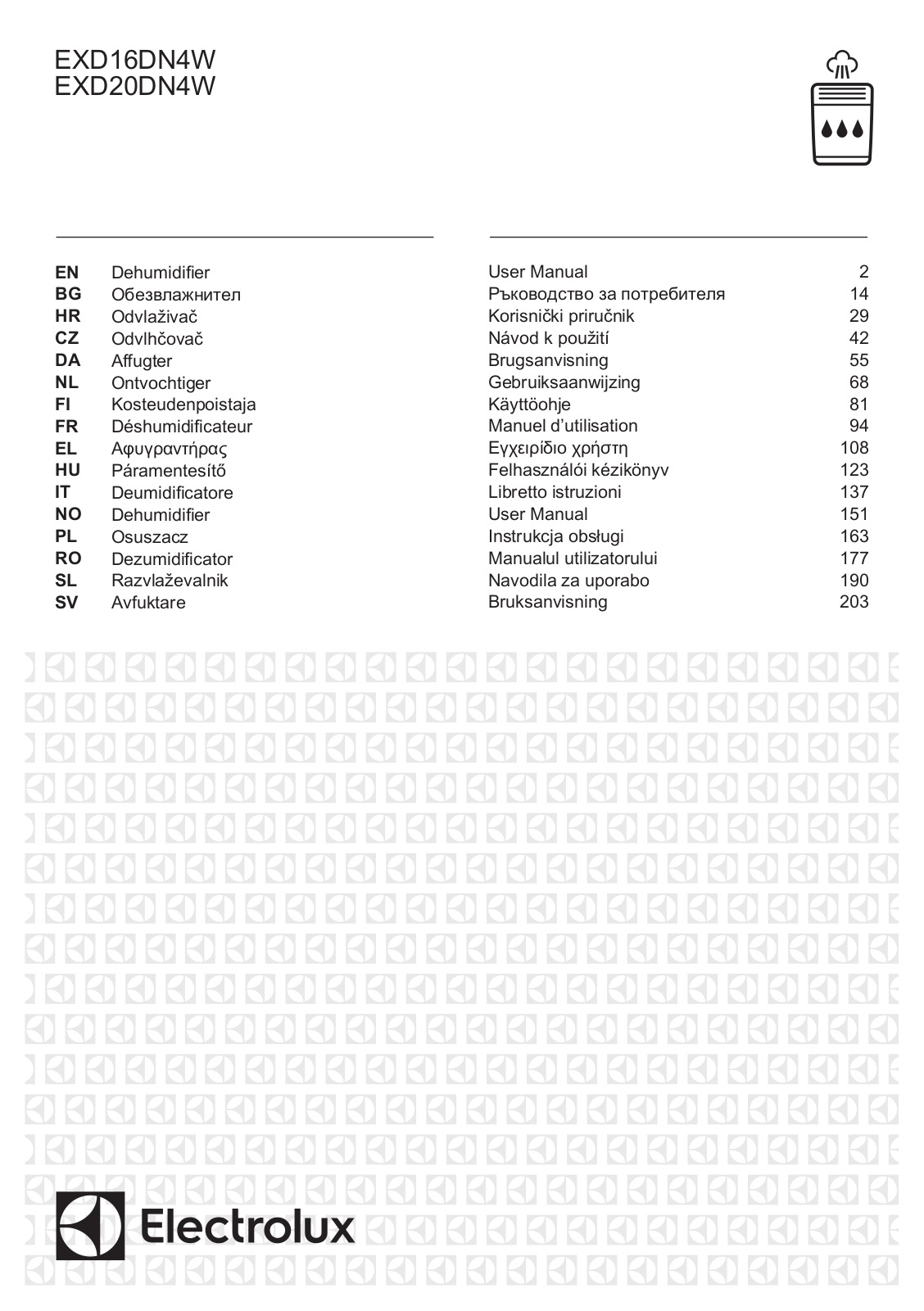 Electrolux EXD16DN4W, EXD20DN4W User Manual