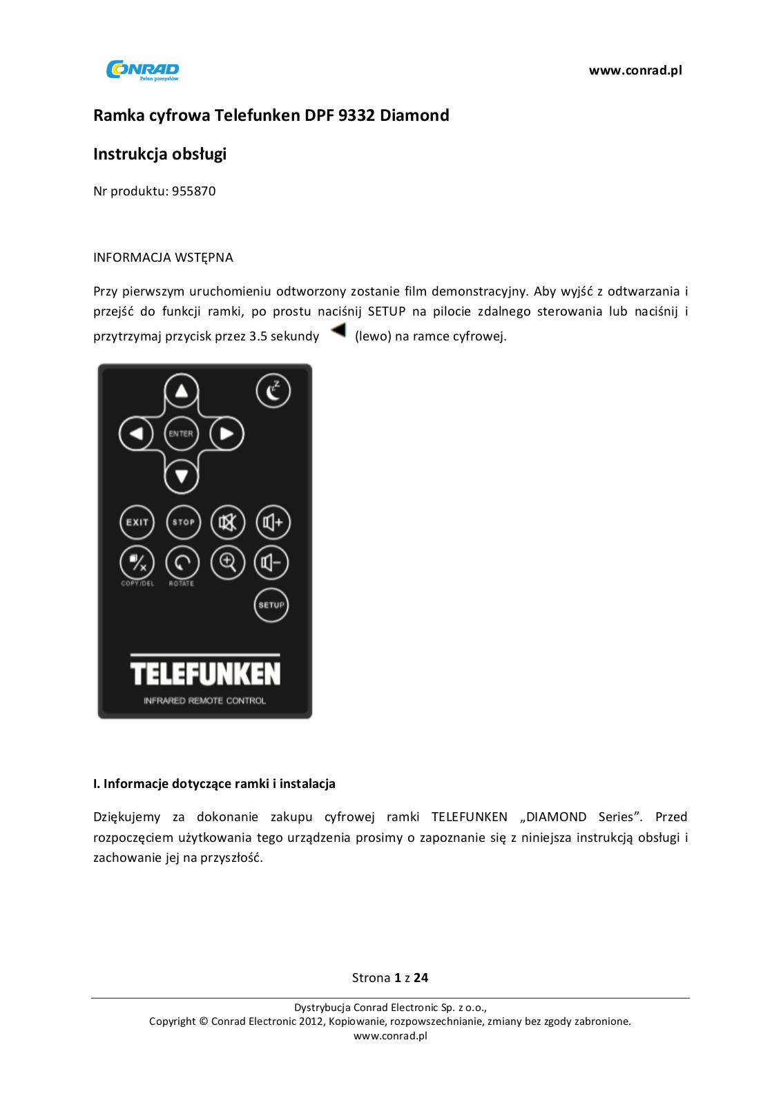 Telefunken DPF	9332	Diamond User guide