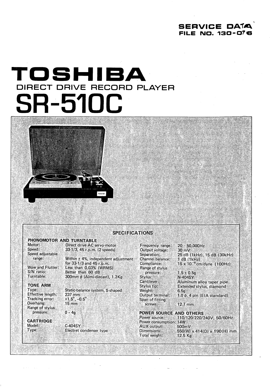 Toshiba SR-510-C Service manual