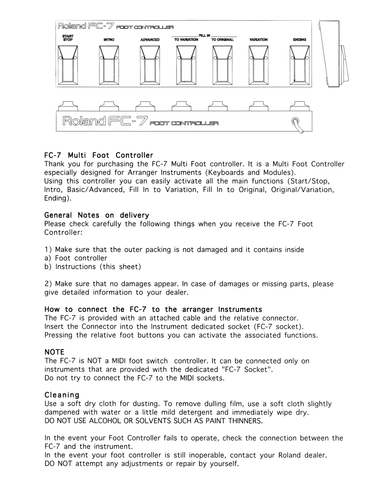 Roland Corporation FC-7 Owner's Manual