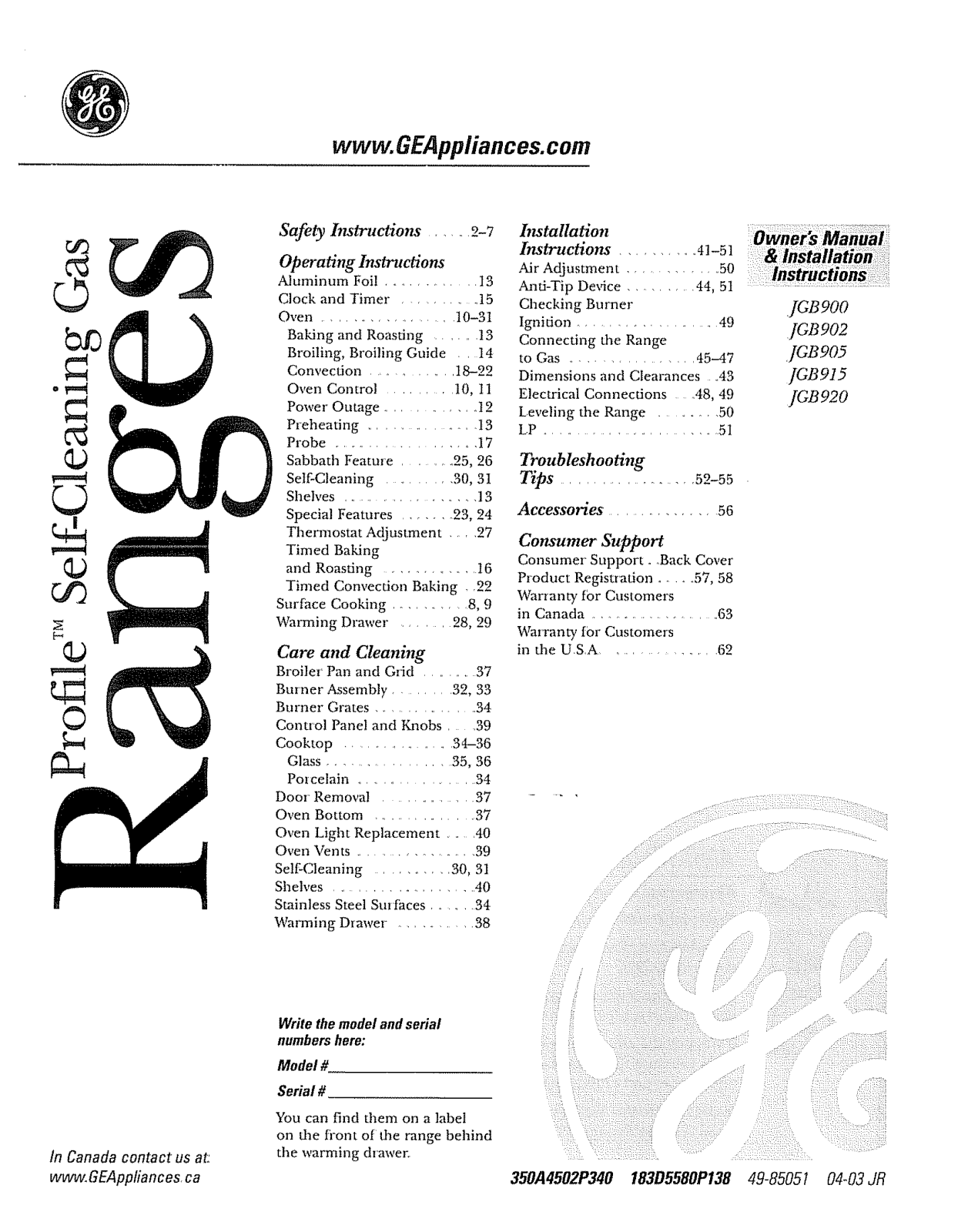 GE JGB920SEF2SS, JGB915BEF2BB, JGB905BEF2BB, JGB902BEH2BB, JGB900BEF2BB Owner’s Manual - ManualMachine.com
