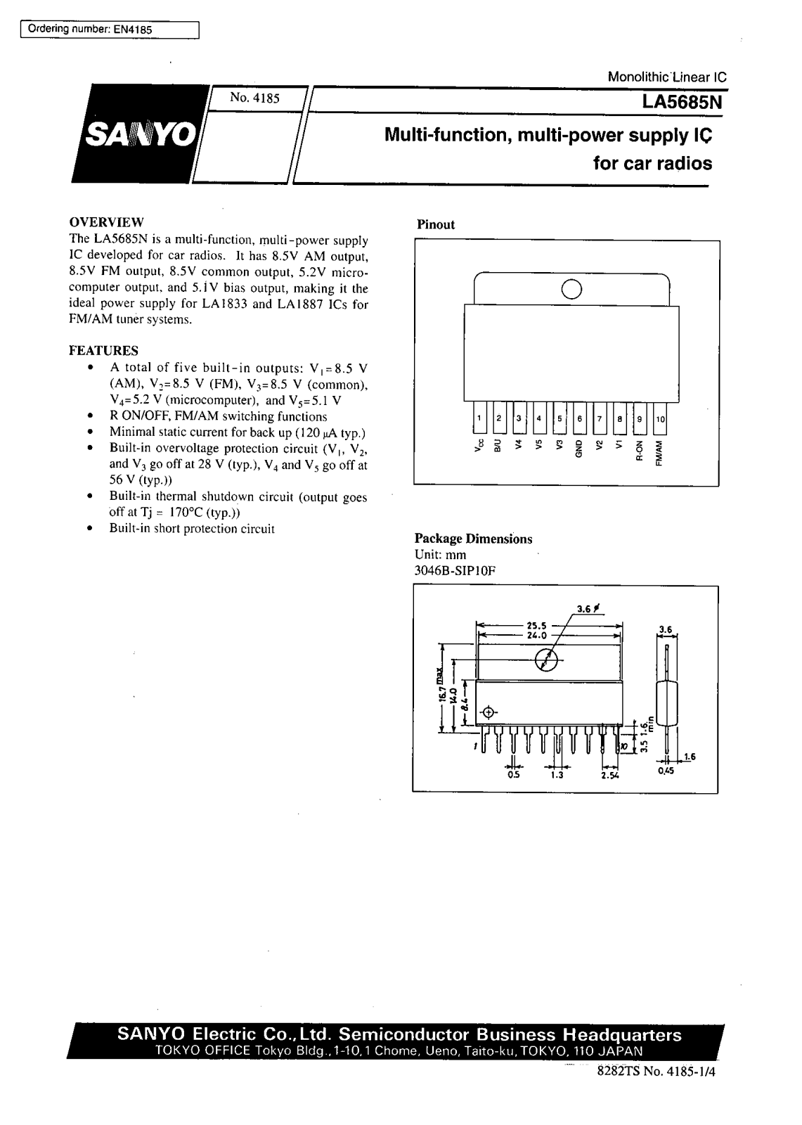 SANYO LA5685N Datasheet