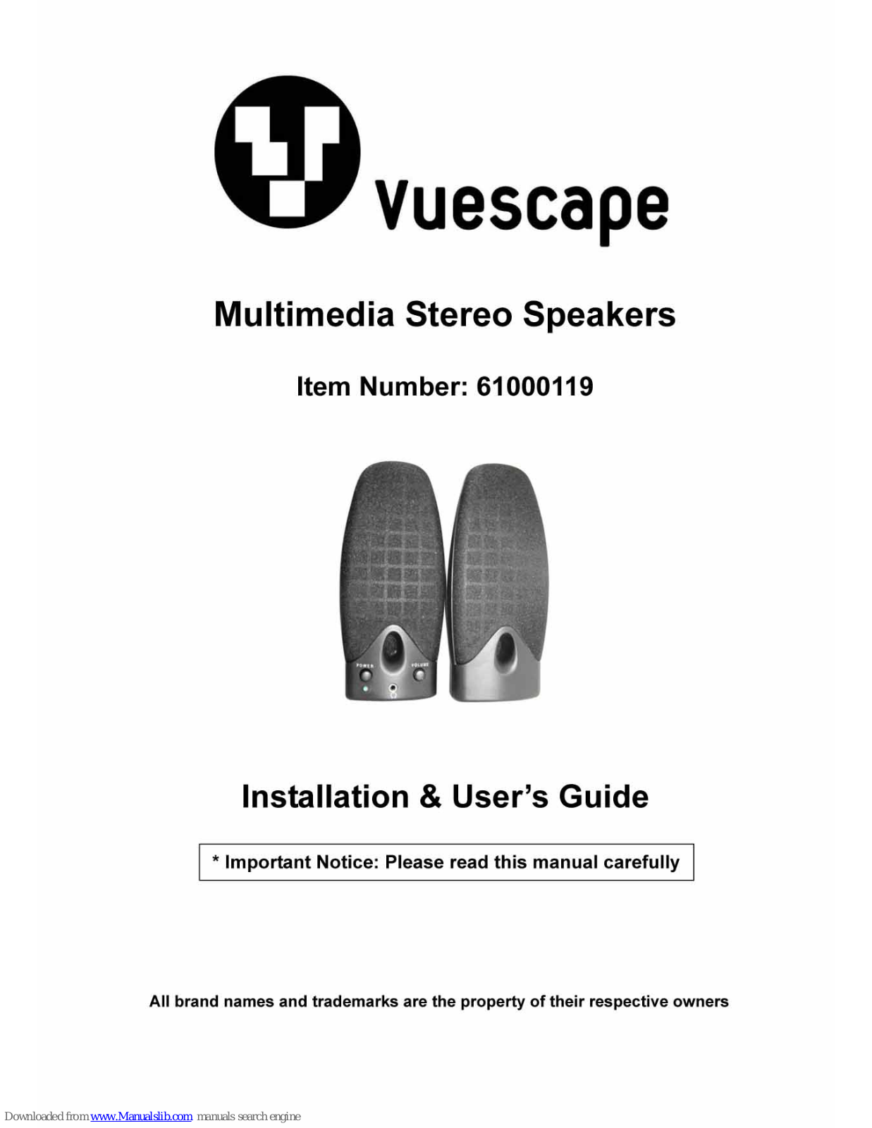 Vuescape 61000119 Installation & User Manual