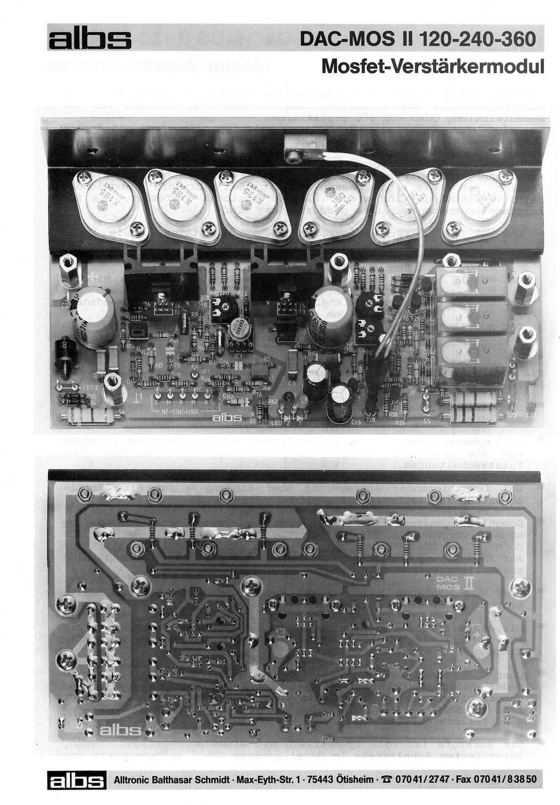 Albs DAC-MOS II 120, DAC-MOS II240, DAC-MOS II360 User guide - ManualMachine.com