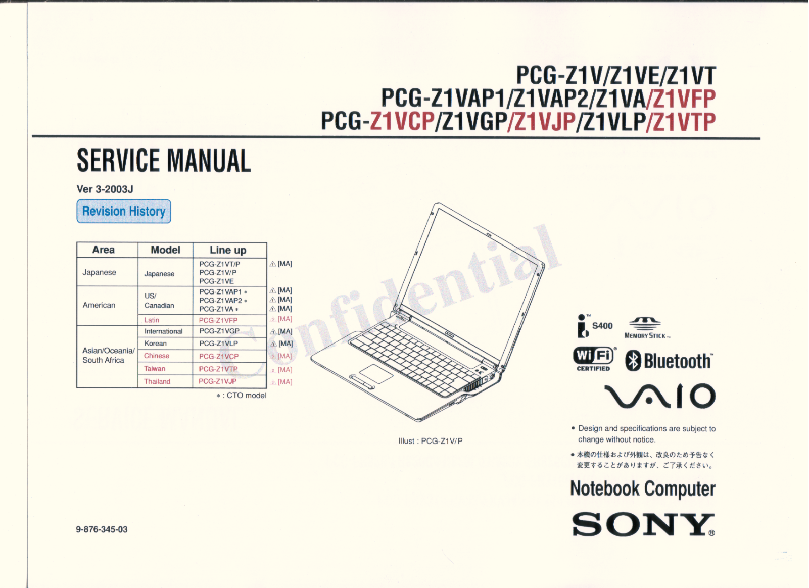 Sony PCG-Z1V, PCG-Z1VE, PCG-Z1VT, PCG-Z1VAP1, PCG-Z1VAP2 Service Manual