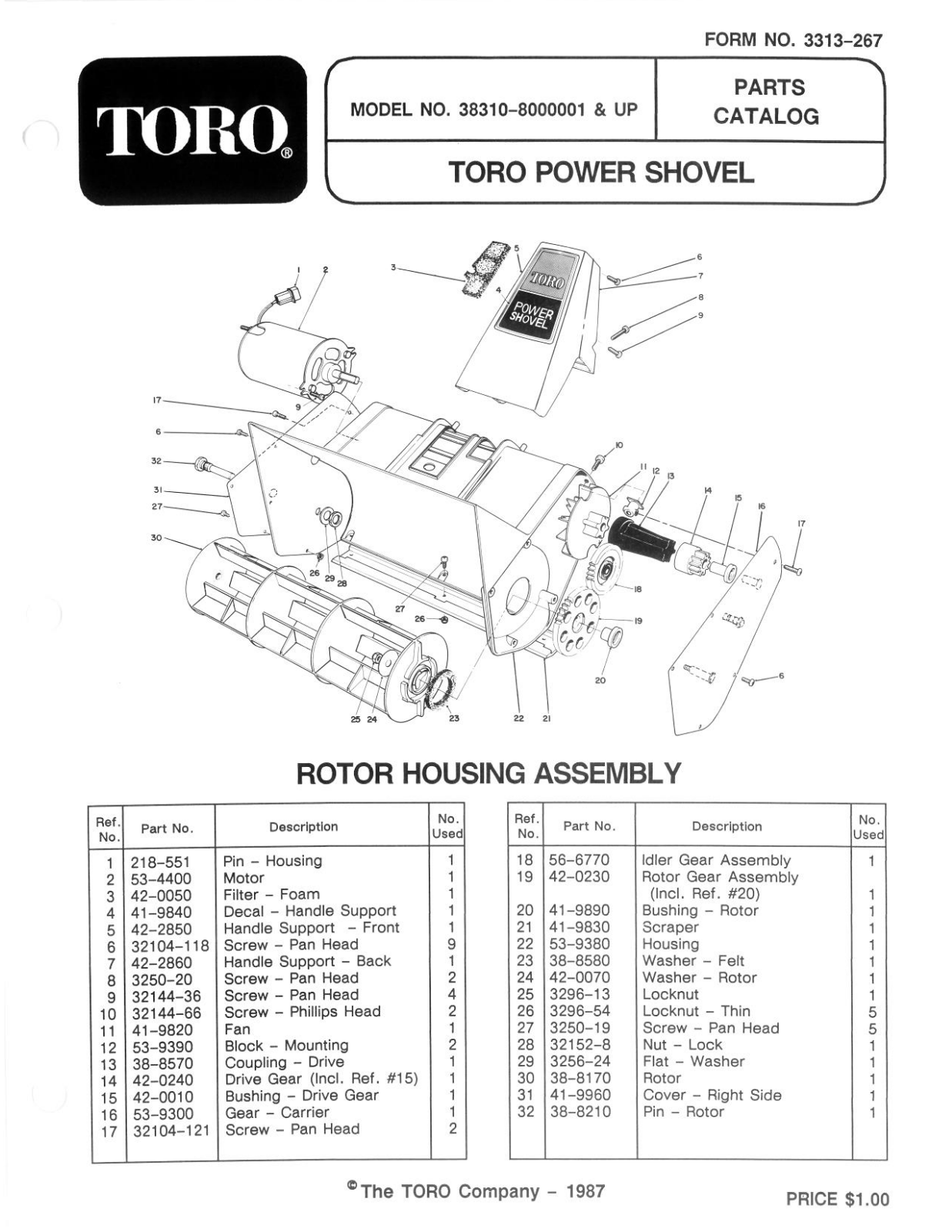 Toro 38310 Parts Catalogue