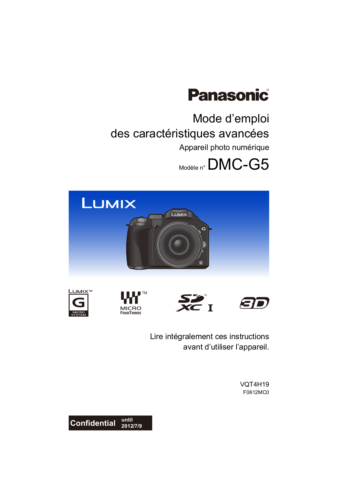 PANASONIC G5K, G5W, G5X User Manual