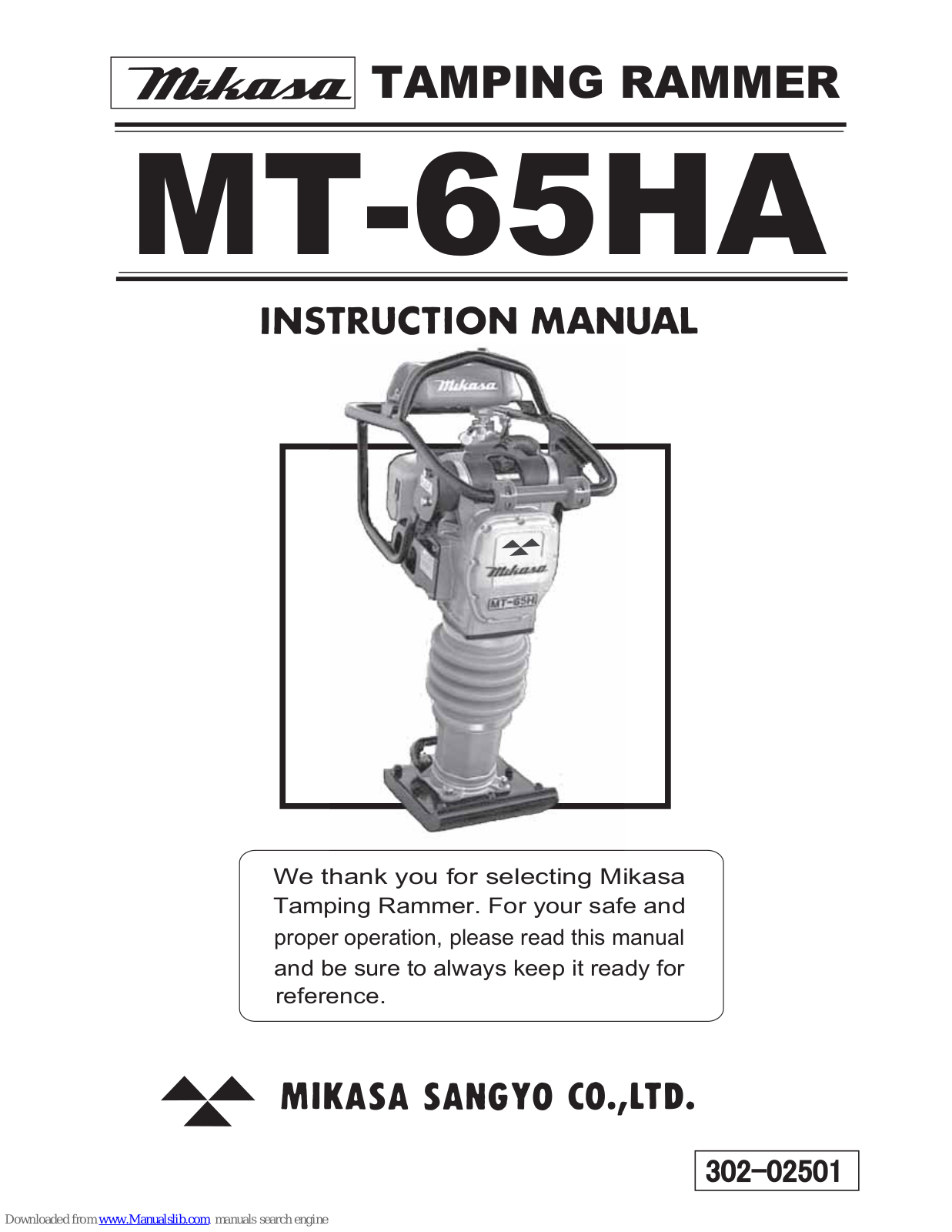 Mikasa Sangyo MT-65HA Instruction Manual