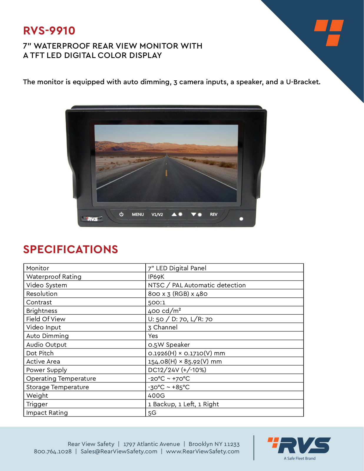 RVS Systems RVS-9910 Specsheet