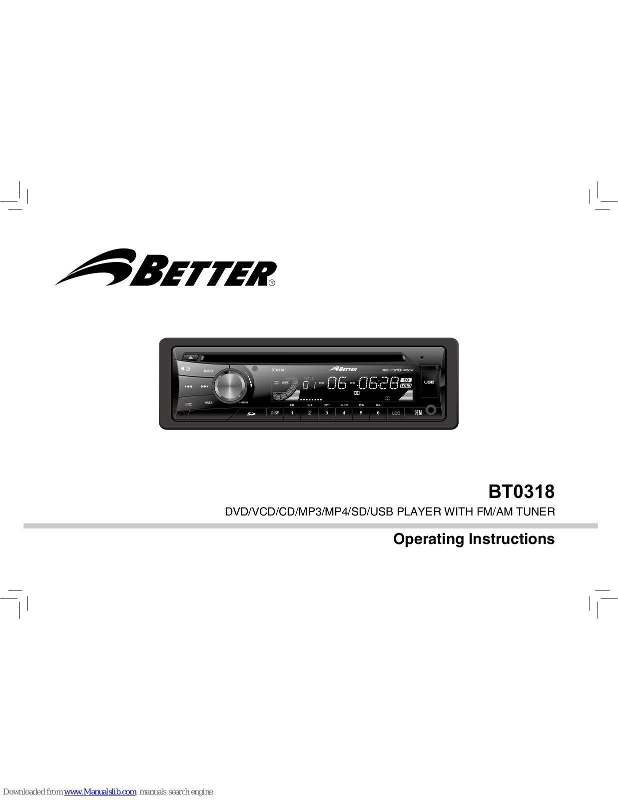 Better BT0318, BT0323 Operating Instructions Manual - ManualMachine.com