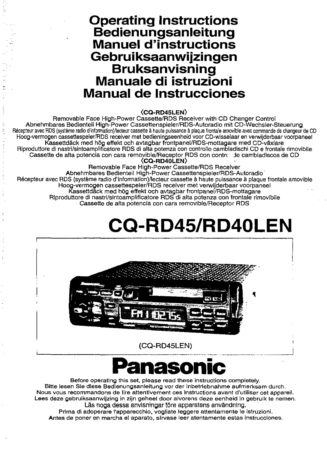 Panasonic CQ-RD40L User Manual