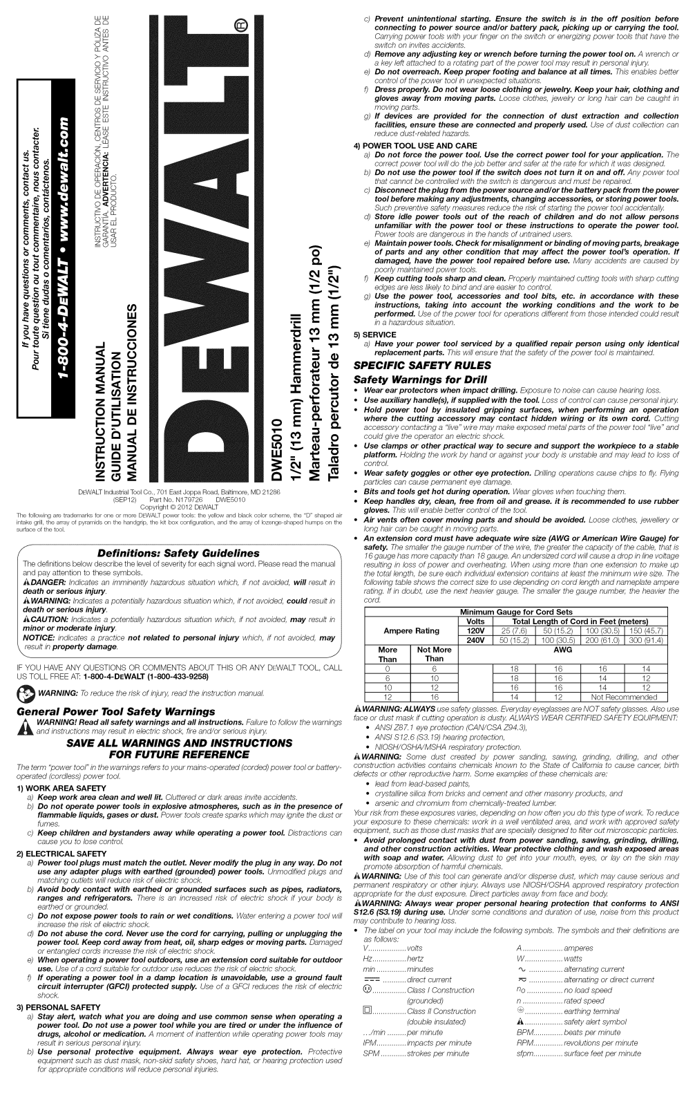 DeWalt DWE5010 TYPE 1 Owner’s Manual - ManualMachine.com