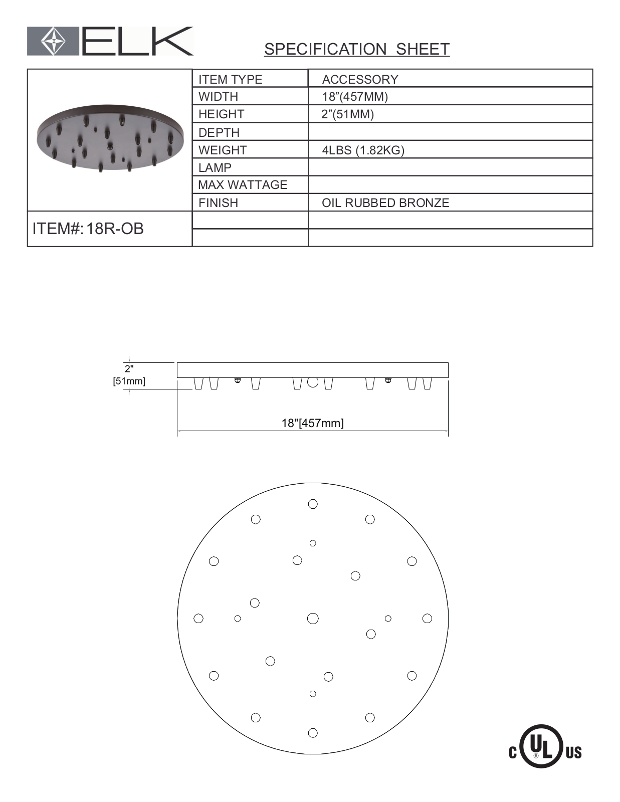 ELK Lighting 18ROB Specifications